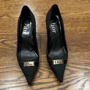 Dior Black Heels with Silver Accent